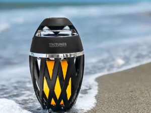 TikiTunes Portable Bluetooth 5.0 Indoor/Outdoor Wireless Speakers, LED Torch Atmospheric Lighting Effect, 5-Watt Audio USB Speakers, 2000 mAh Battery for iPhone/iPad/Android