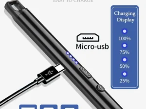 Alternative view of Stainless Steel Electric Rechargeable Arc Lighter/Plasma Lighter Flameless Windproof USB Lighter For Candles, Gas Stove, BBQ, Fireworks